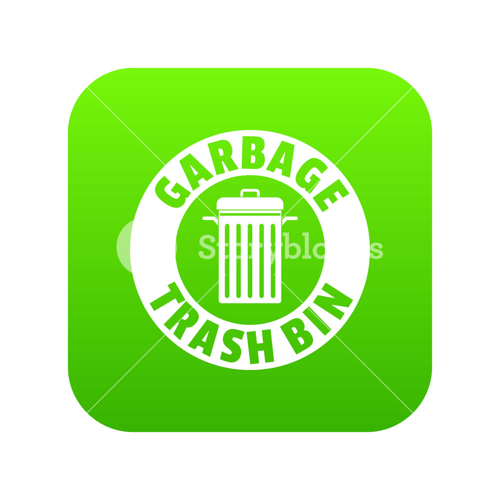 1000x1000 Bin Dump Icon Green Vector Isolated On White Background Royalty