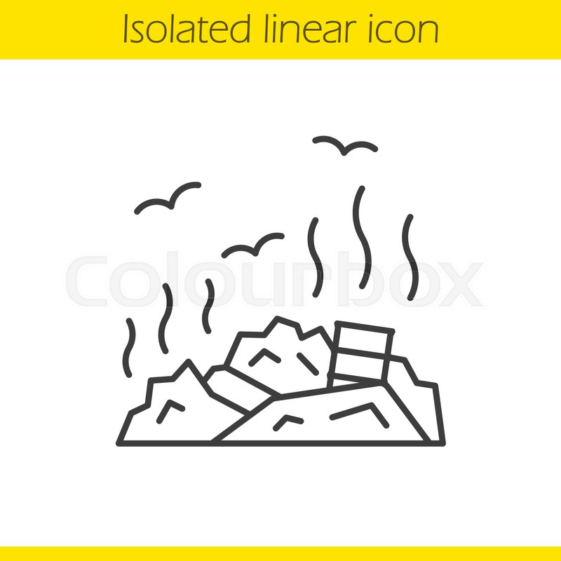 800x800 Rubbish Dump Linear Icon Garbage Thin Stock Vector Colourbox