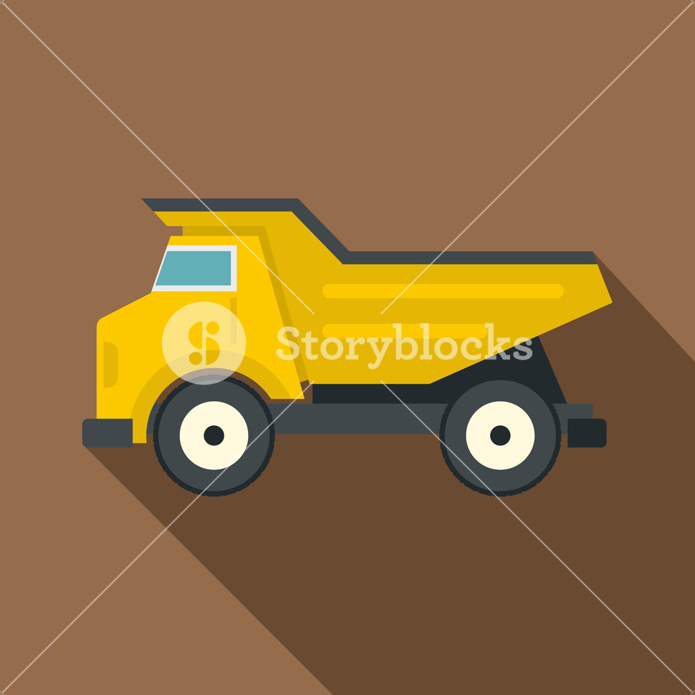 1000x1000 Yellow Dump Truck Icon Flat Illustration Of Yellow Dump Truck