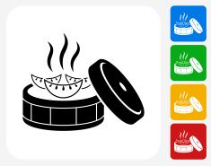 235x185 Japanese Dumpling Icon Flat Graphic Design Vector Art Illustration