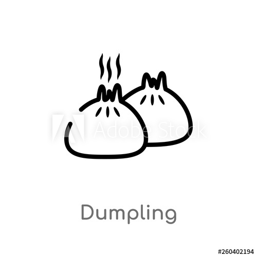 500x500 Outline Dumpling Vector Icon Isolated Black Simple Line Element