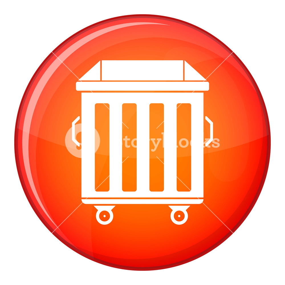 1000x1000 Dumpster On Wheels Icon In Red Circle Isolated On White Background
