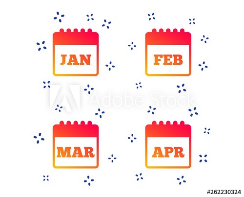 500x405 Calendar Icons January, February, March And April Month Symbols