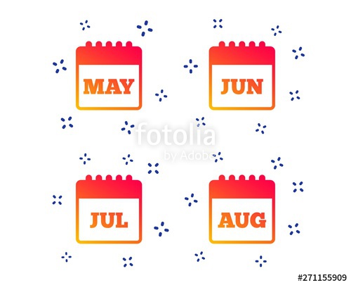 500x405 Calendar Icons May, June, July And August Month Symbols Date