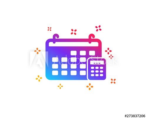 500x405 Calendar With Calculator Icon Accounting Sign Calculate Finance