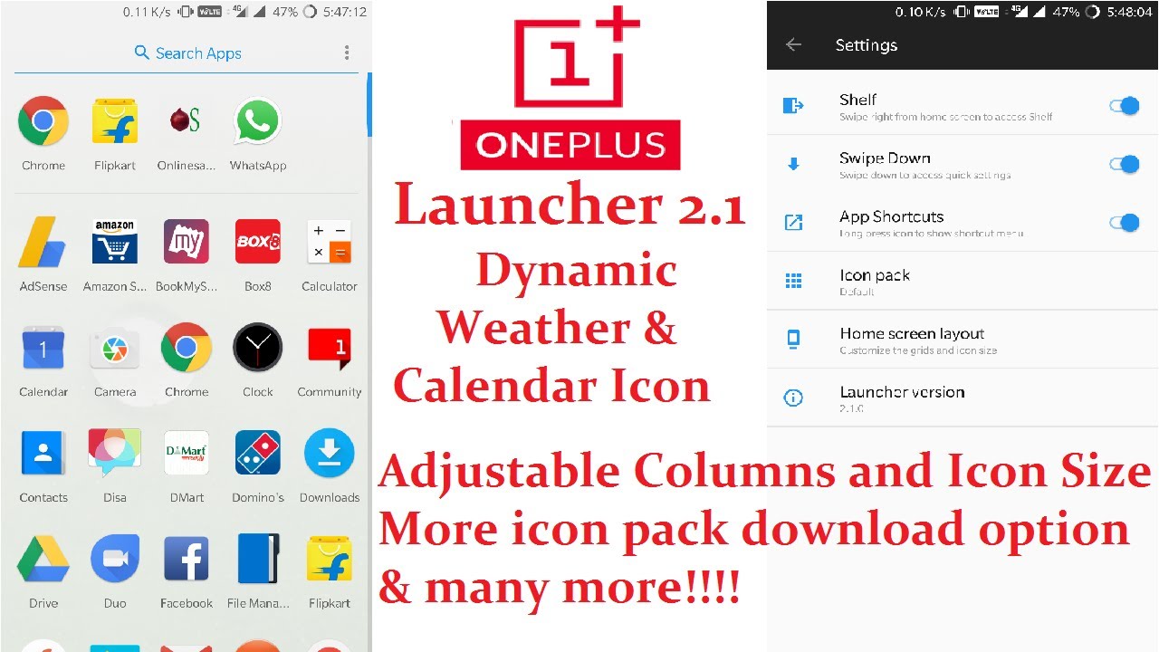 1280x720 Oneplus Launcher Dynamic Weather Calendar Icon Adjustable