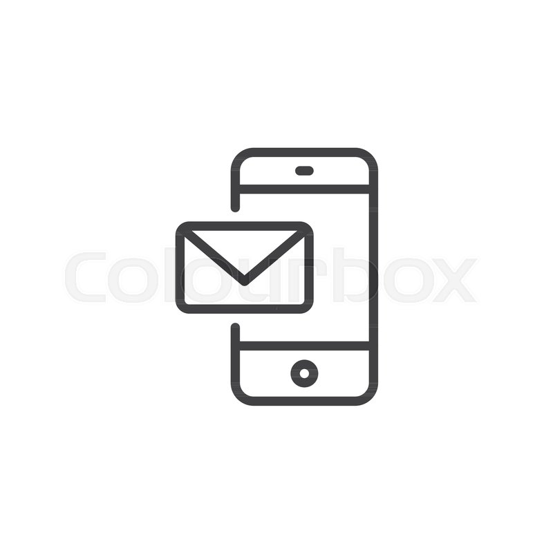 800x800 Mobile Phone With E Mail Outline Icon Stock Vector Colourbox