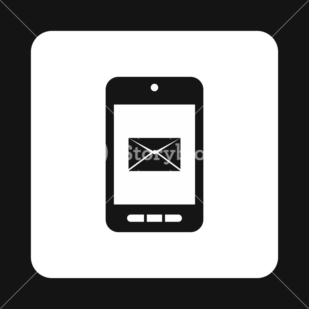 1000x1000 Writing E Mail On Phone Icon In Simple Style Isolated On White