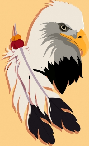 286x468 Eagle Head Icon Feather Decoration Colored Flat Design Vectors