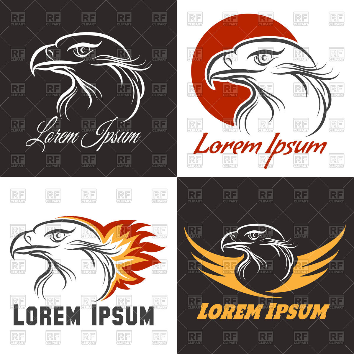 1200x1200 Set Of Icons With Eagle Head Vector Image Of Plants And Animals