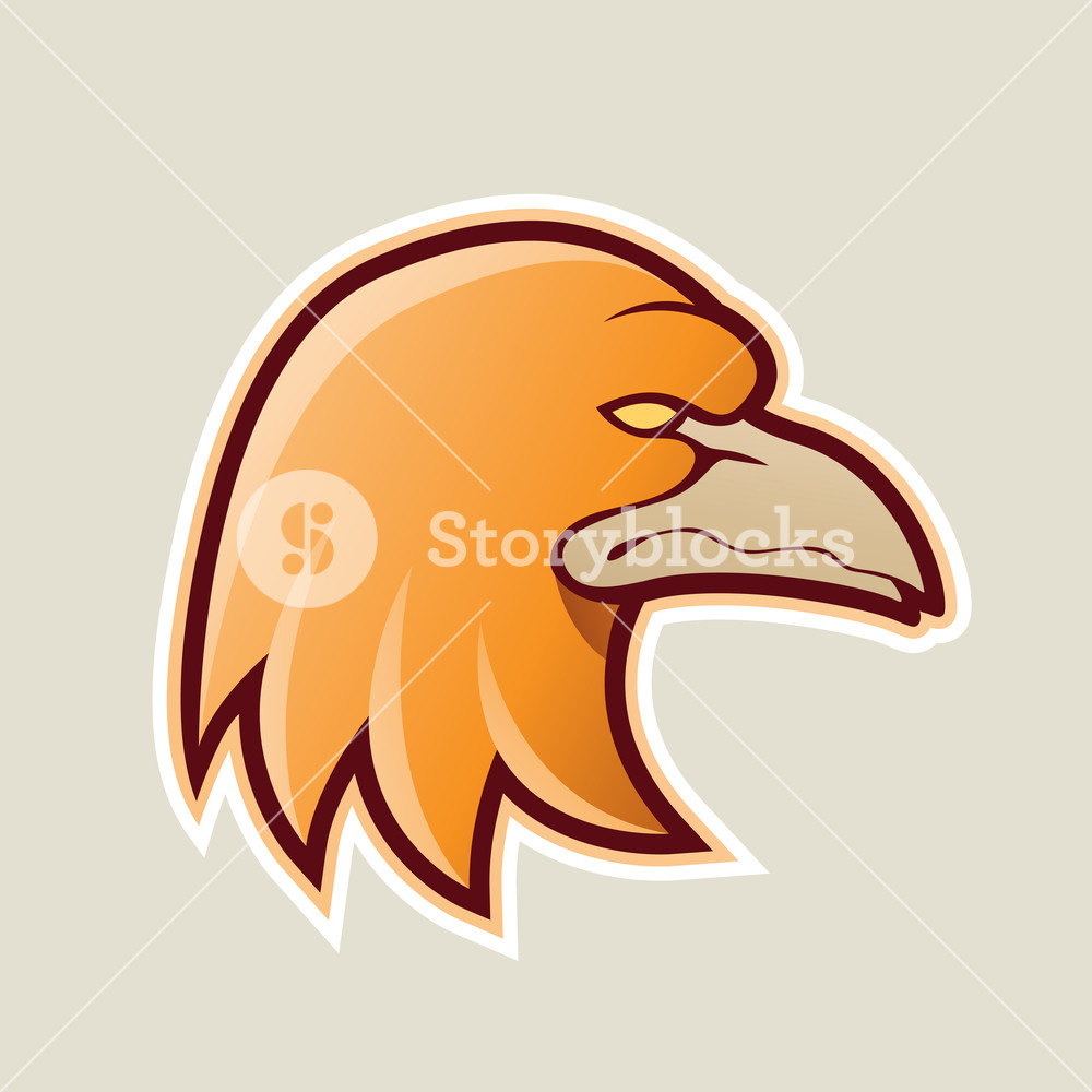 1000x1000 Vector Illustration Of Orange Eagle Head Cartoon Icon Isolated