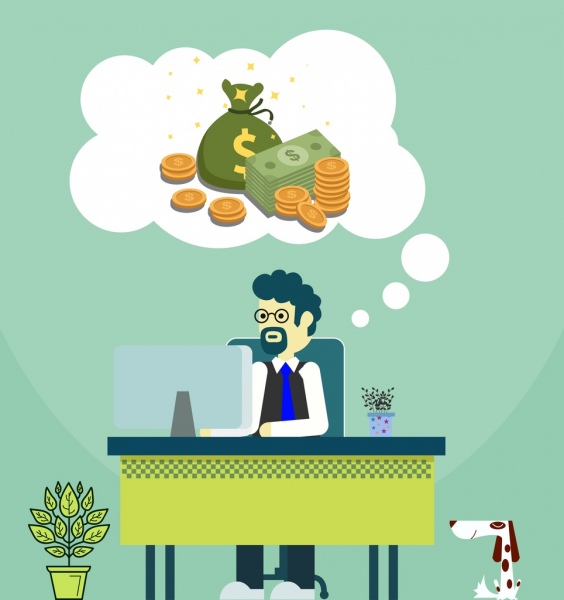 564x600 Earning Money Background Working Man Money Thought Icons Free