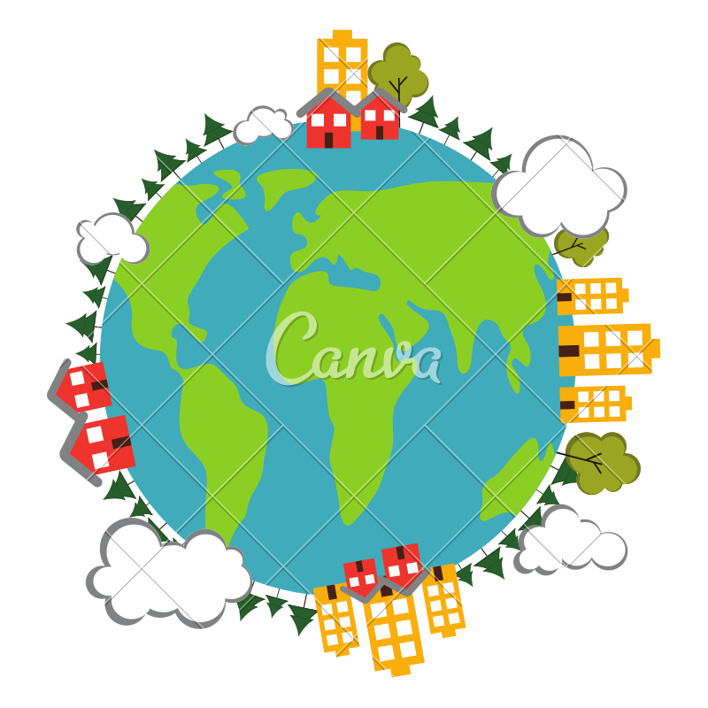 800x800 Earth With Buildings Icon Earth Day