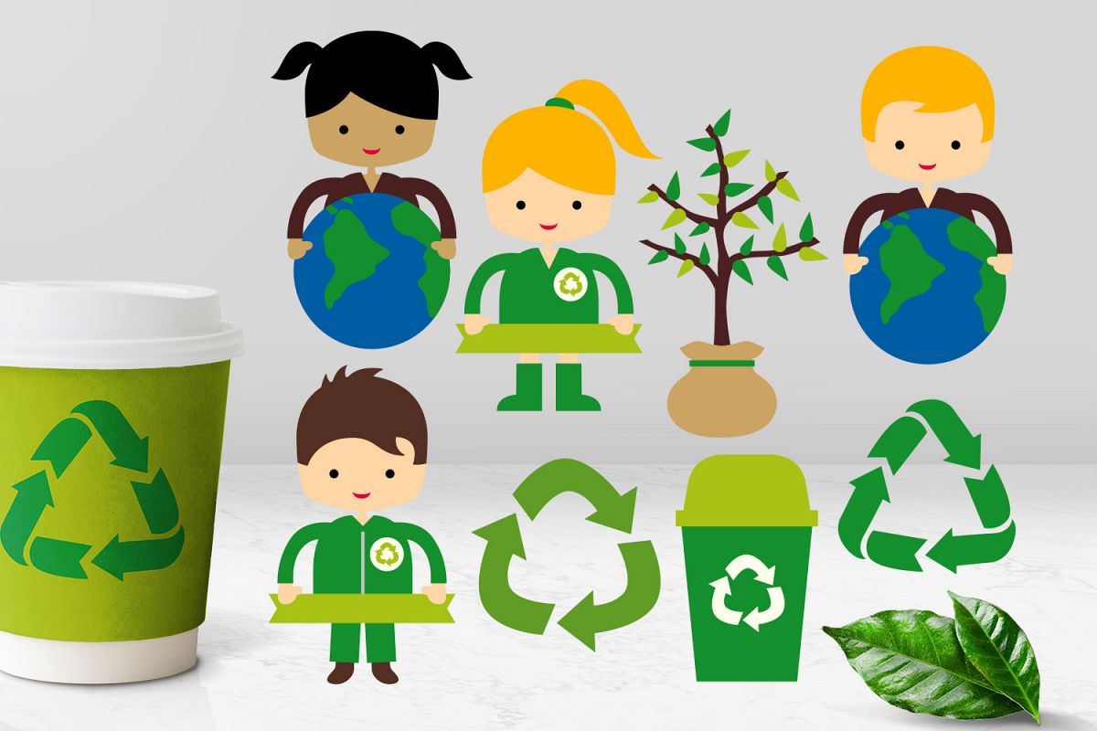 1200x800 Go Green Kids Recycle Icon, Trash Bin, Plant Earth Day