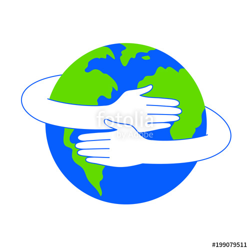 500x500 Hug The Globe Happy Earth Day Concept, World Environment Day Icon