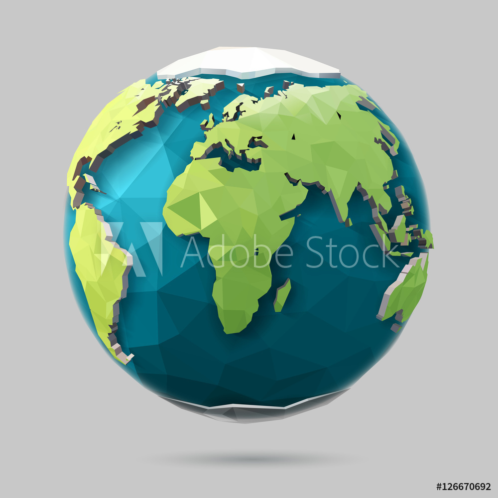 Fotografie, Obraz Vector Low Poly Earth Illustration Polygonal 1000x1000 Fotografie, Obraz Vector Low Poly Earth Illustration Polygonal