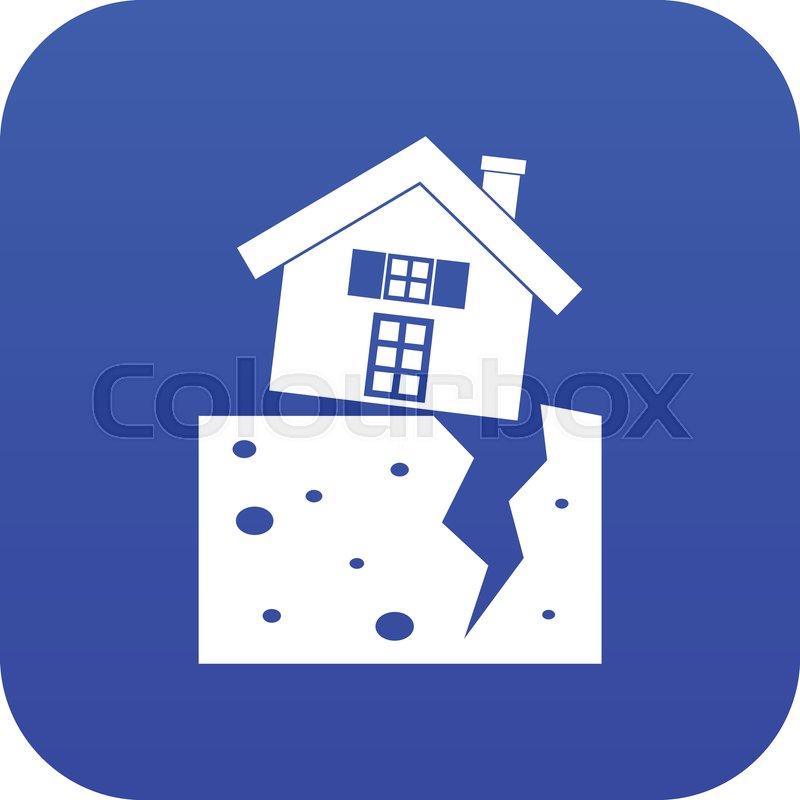 800x800 House After An Earthquake Icon Digital Stock Vector Colourbox