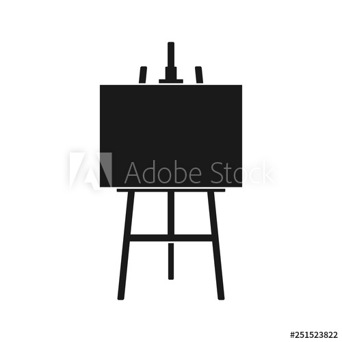 500x500 Wood Easel Icon Or Painting Art Board With Canvas Isolated