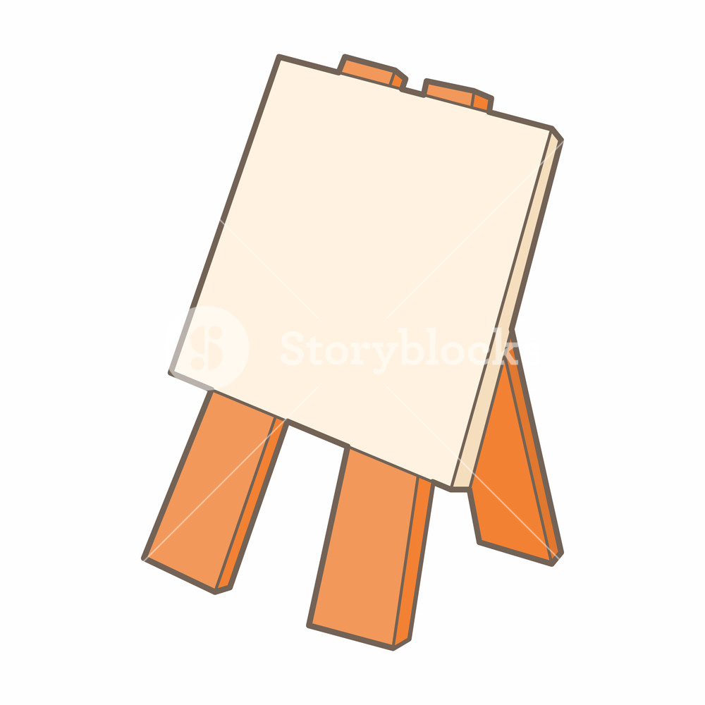 1000x1000 Wooden Easel Icon In Cartoon Style On A White Background Royalty