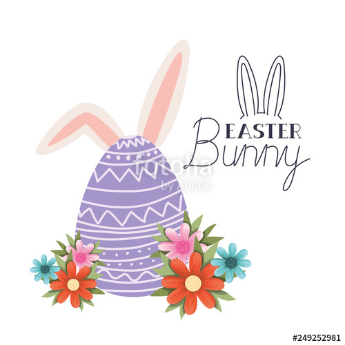 500x500 Easter Bunny Label With Egg And Rabbit Ears Icon Stock Image