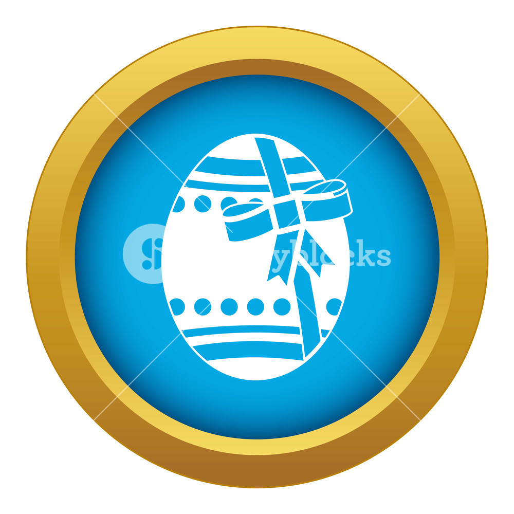 1000x1000 Big Easter Egg Icon Blue Vector Isolated On White Background