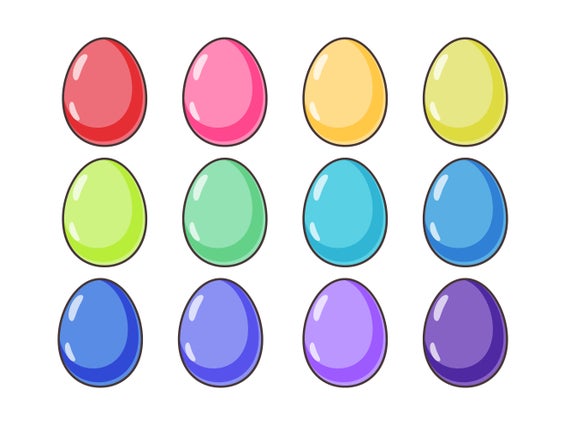 570x425 Plain Easter Egg Icon Set Digital Png Pdf Instant Etsy