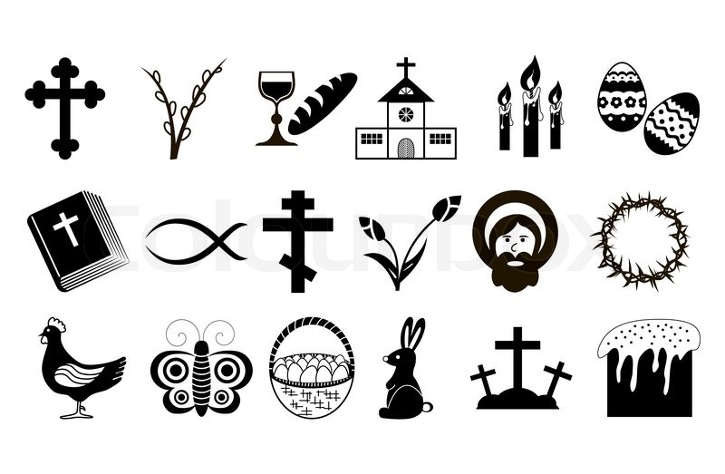 800x523 Easter Icons Black And White Vector Stock Vector Colourbox