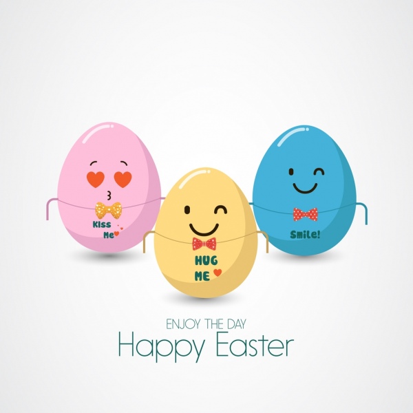 600x600 Easter Background Colorful Cute Stylized Eggs Icon Free Vector