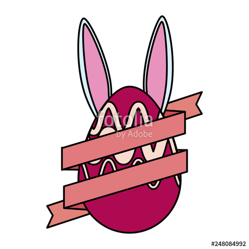 500x500 Egg Painted With Rabbit Ears Easter Icon Stock Image And Royalty
