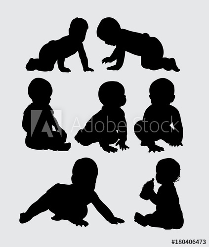 423x500 Baby Crawling Silhouette, Good Use For Symbol, Web Icon, Mascot