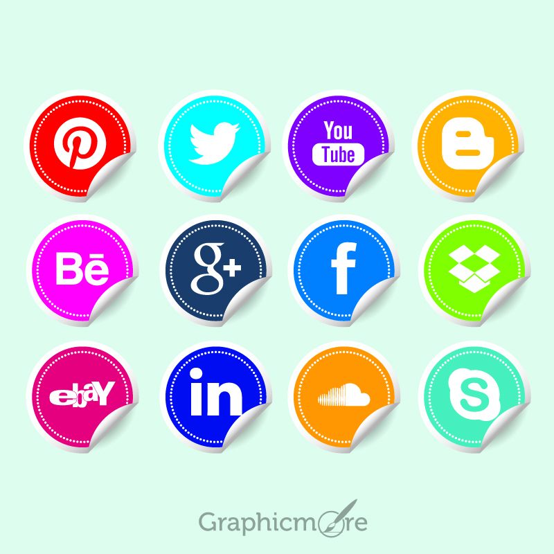 800x800 Social Media Icon Stickers Free Vector Download