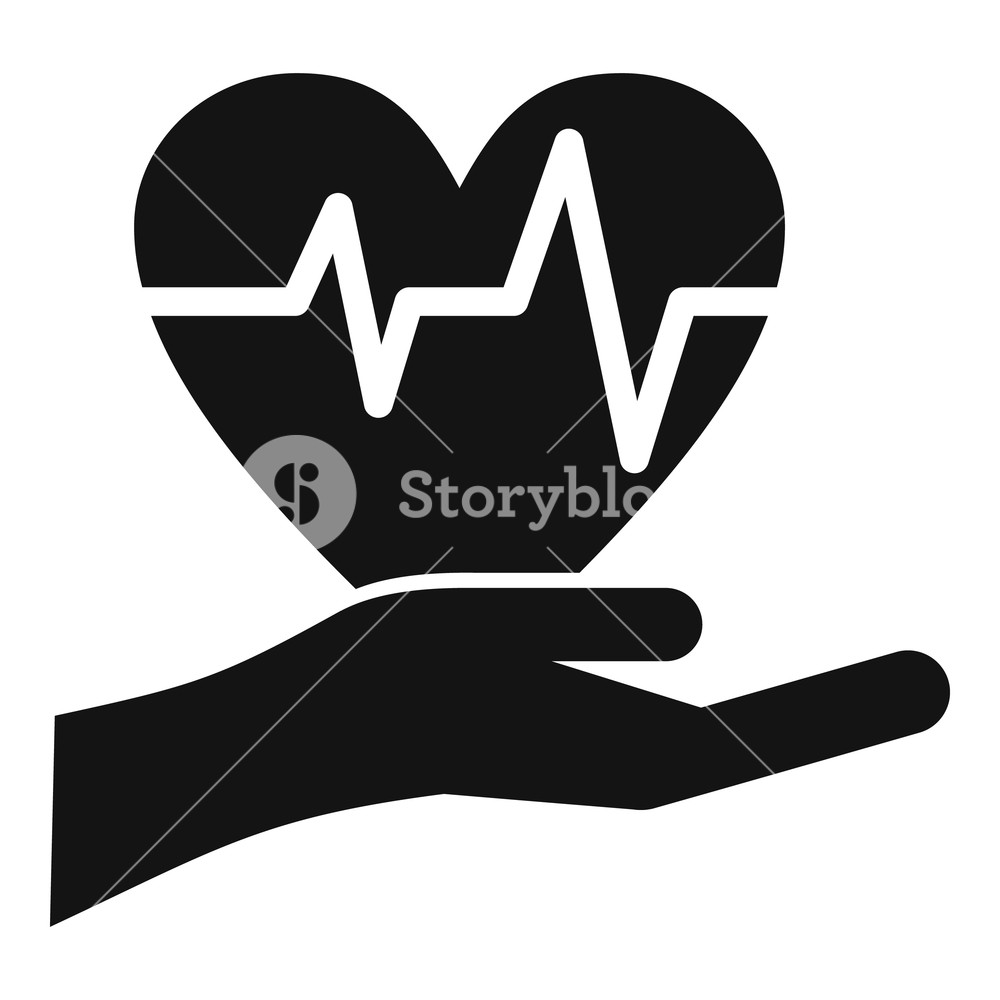 1000x1000 Hand Holding Heart With Ecg Line Icon Simple Illustration Of Hand