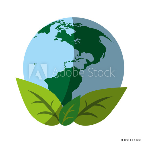 500x500 Planet With Leaves Eco Friendly Icon Image Vector Illustration