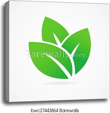 382x390 Eco Icon Green Leaf, Canvas Print Barewalls Posters Prints