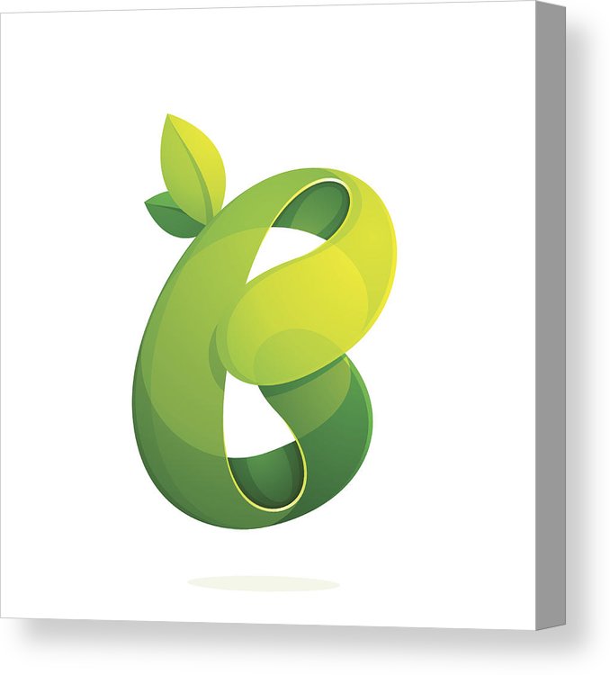 678x750 B Letter With Green Leaves Eco Icon Canvas Print Canvas Art