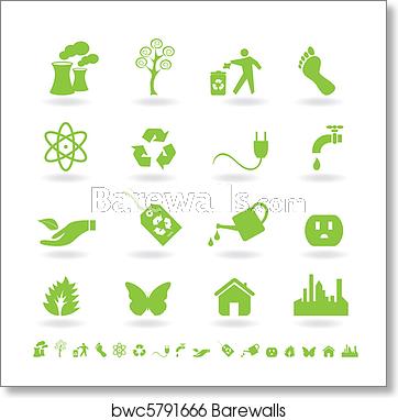 362x382 Green Eco Icon Set, Art Print Barewalls Posters Prints