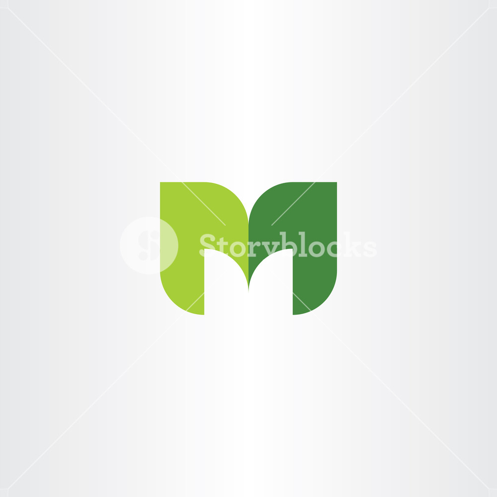 1000x1000 M Logo Letter Leaves Green Eco Icon Vector Design Royalty Free