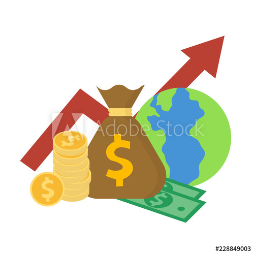 500x500 Digital Marketing Concept Global Economy Icon Vector Flat Design