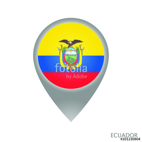 500x500 Map Pointer With Flag Of Ecuador Gray Abstract Map Icon Vector