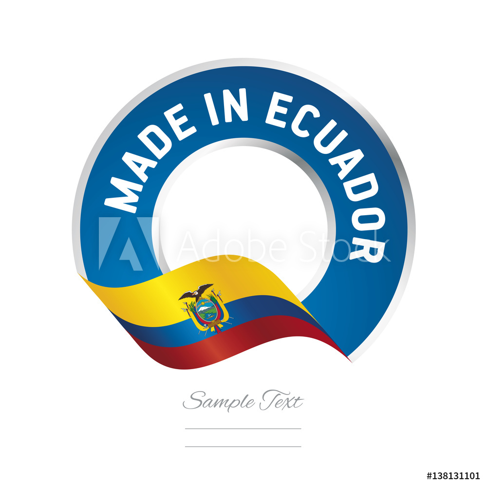 1000x1000 Photo Art Print Made In Ecuador Flag Blue Color Label Button