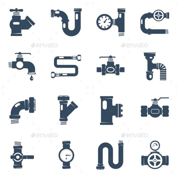 590x590 Pipes Black White Icons Set Pipes Vector Illustration Pipes Black