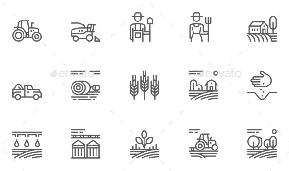590x350 Set Of Agriculture And Farming Line Icons Contains Such Icons