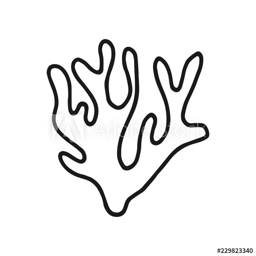 500x500 Algae Underwater Edible Icon Linear Sketch Isolated Weed