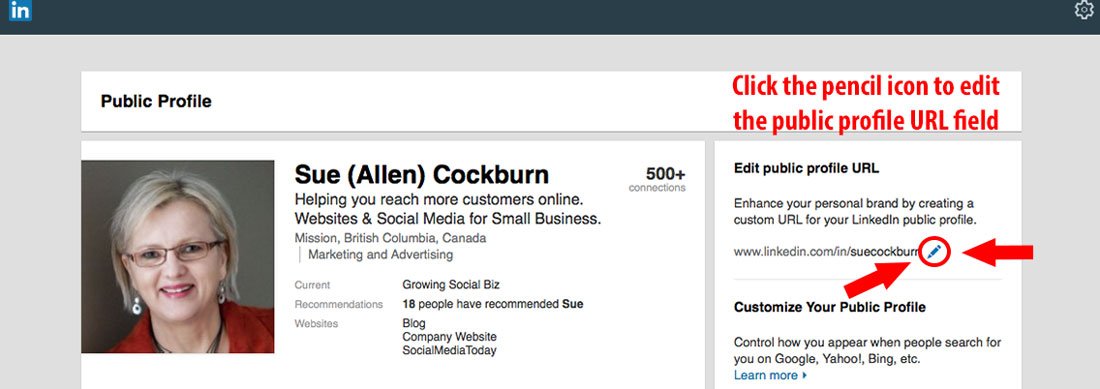 1100x389 Click The Pencil Icon To Edit The Public Profile Url Field