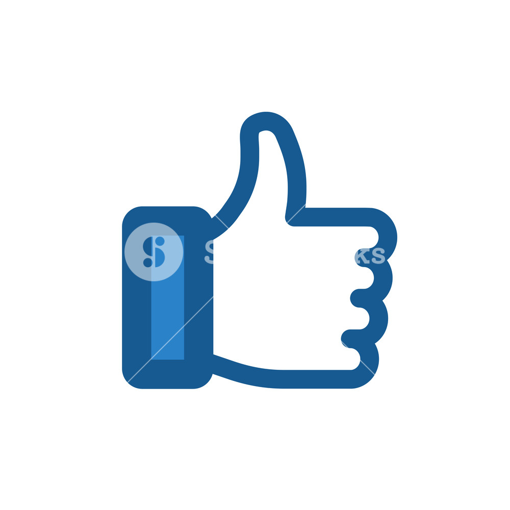 1000x1000 Like Icon Thumb Up Sign Flat Contour Hand Vector Illustration
