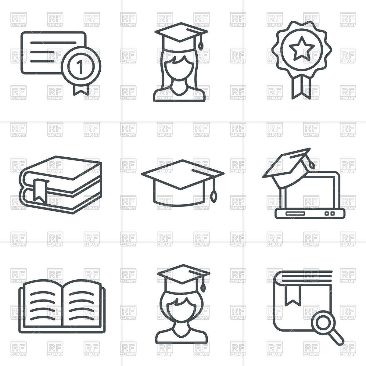 1200x1200 Set Of Education Icons Vector Image Of Signs, Symbols, Maps