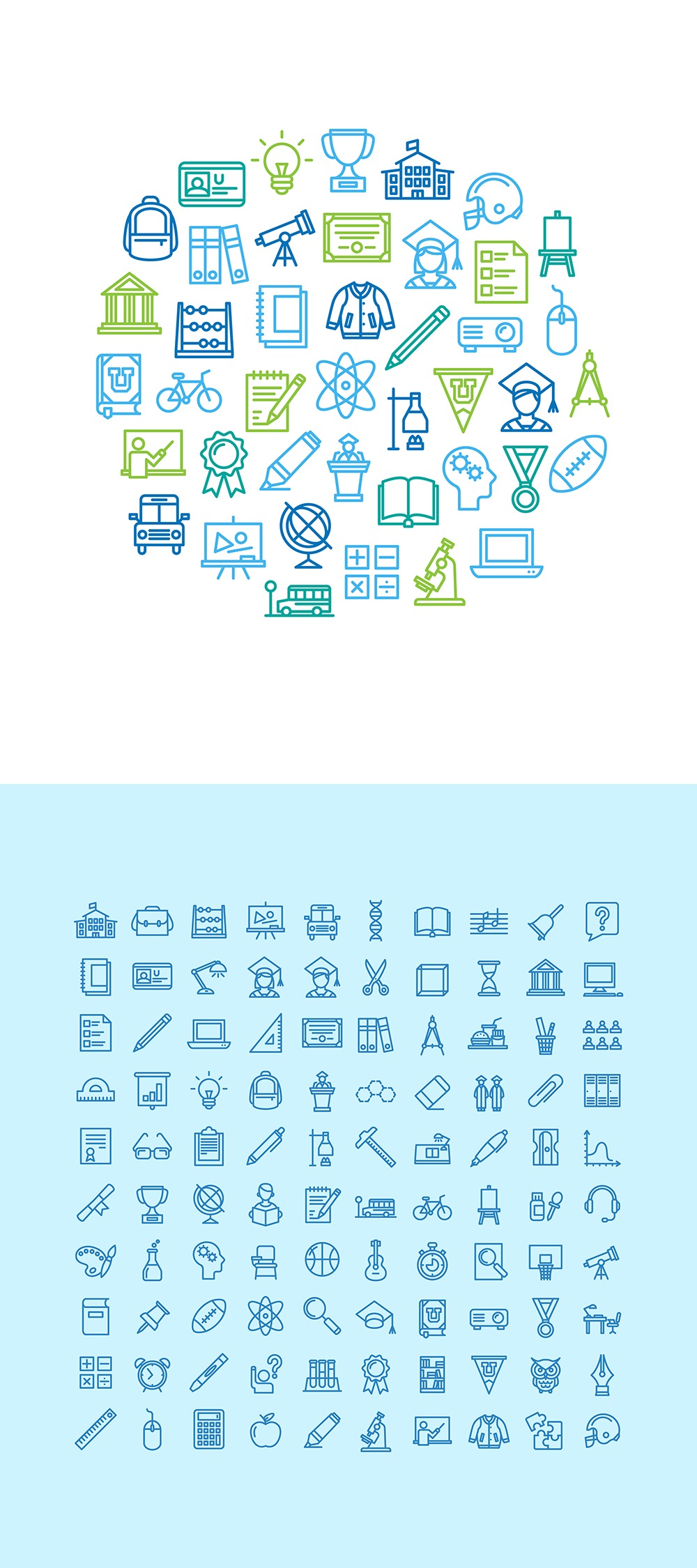 1000x2250 Education Icon Set