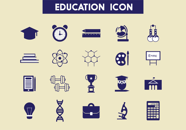 600x419 Education Icons Set Illustration With Colored Flat Style Free