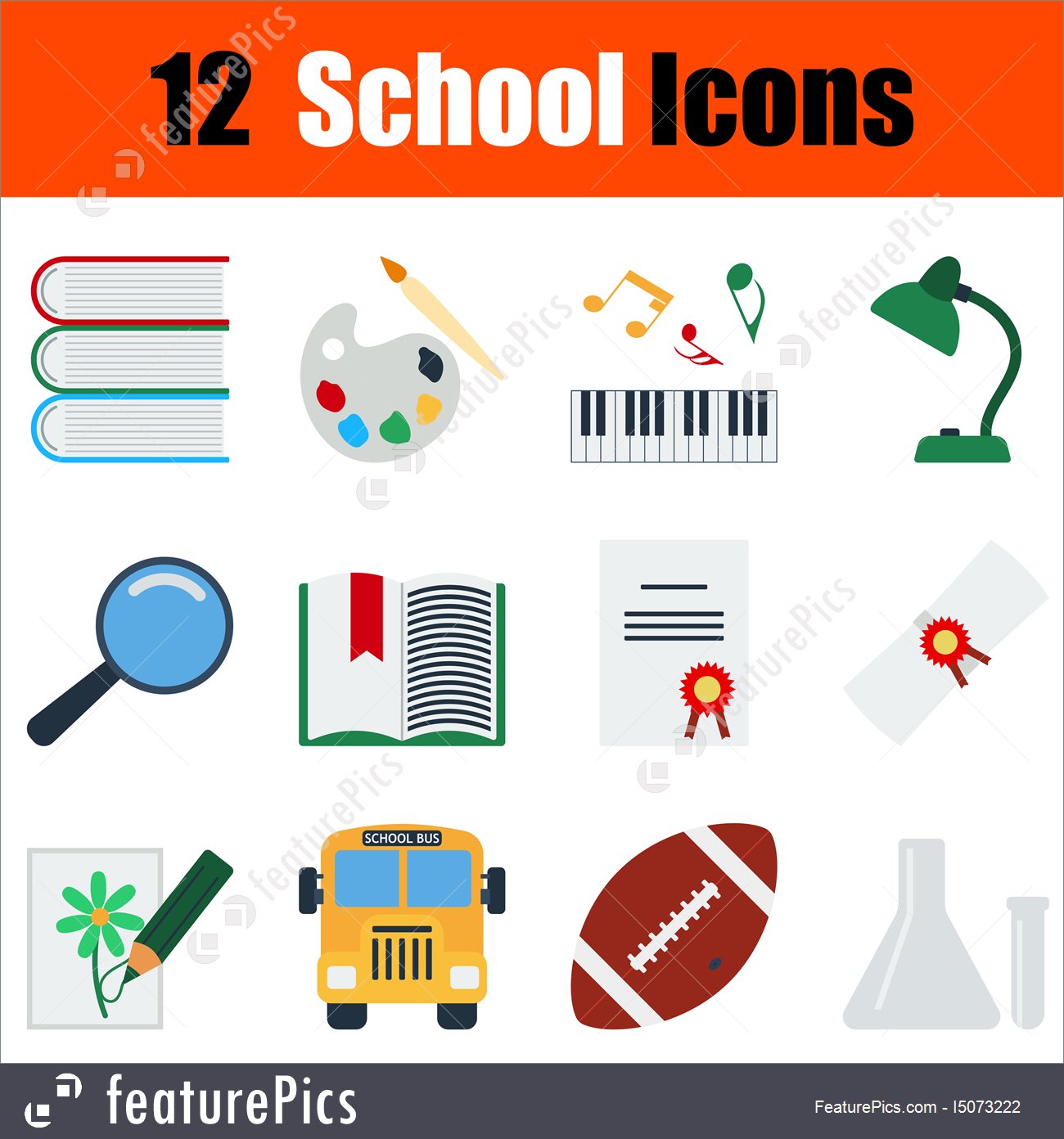 1300x1392 Emblems And Symbols Flat Design Education Icon Set
