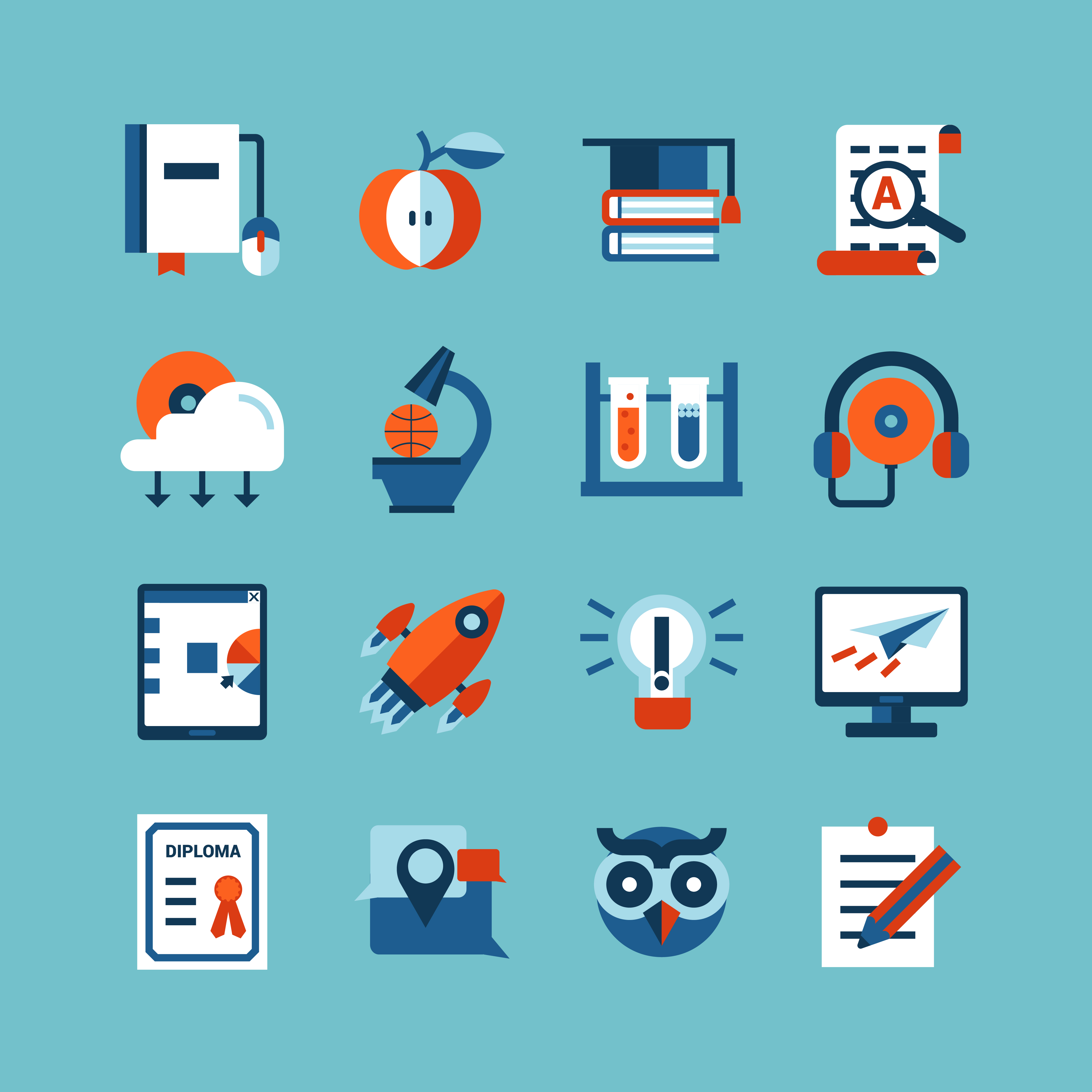 4500x4500 Online Education Color Icon Set